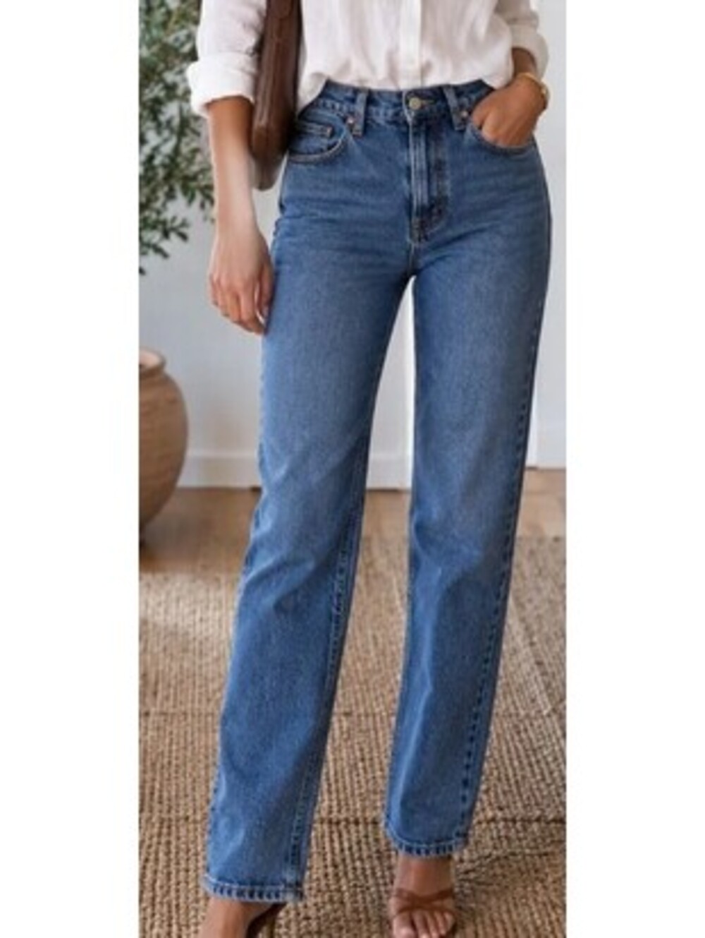 ZARA Straight Leg Medium Wash 100% Cotton Denim Jeans - Women's 2